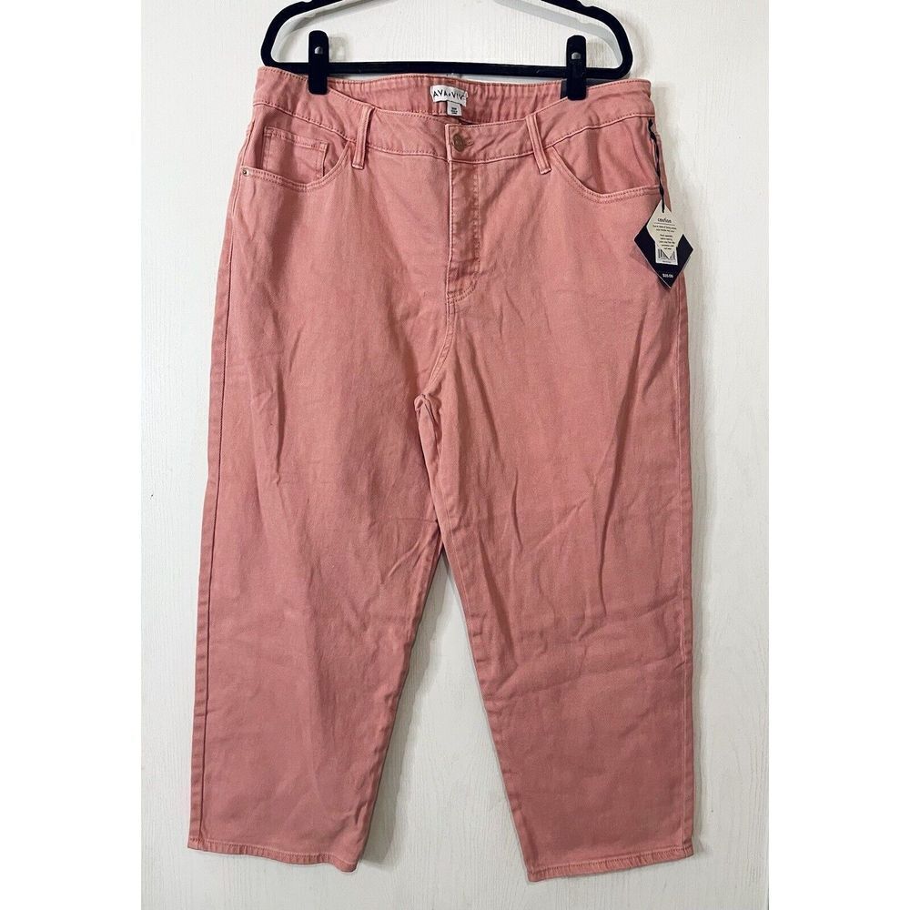 Ava & Viv‎ Women's Size 20W Coral High-Rise Slim Straight Ankle Jeans NWT